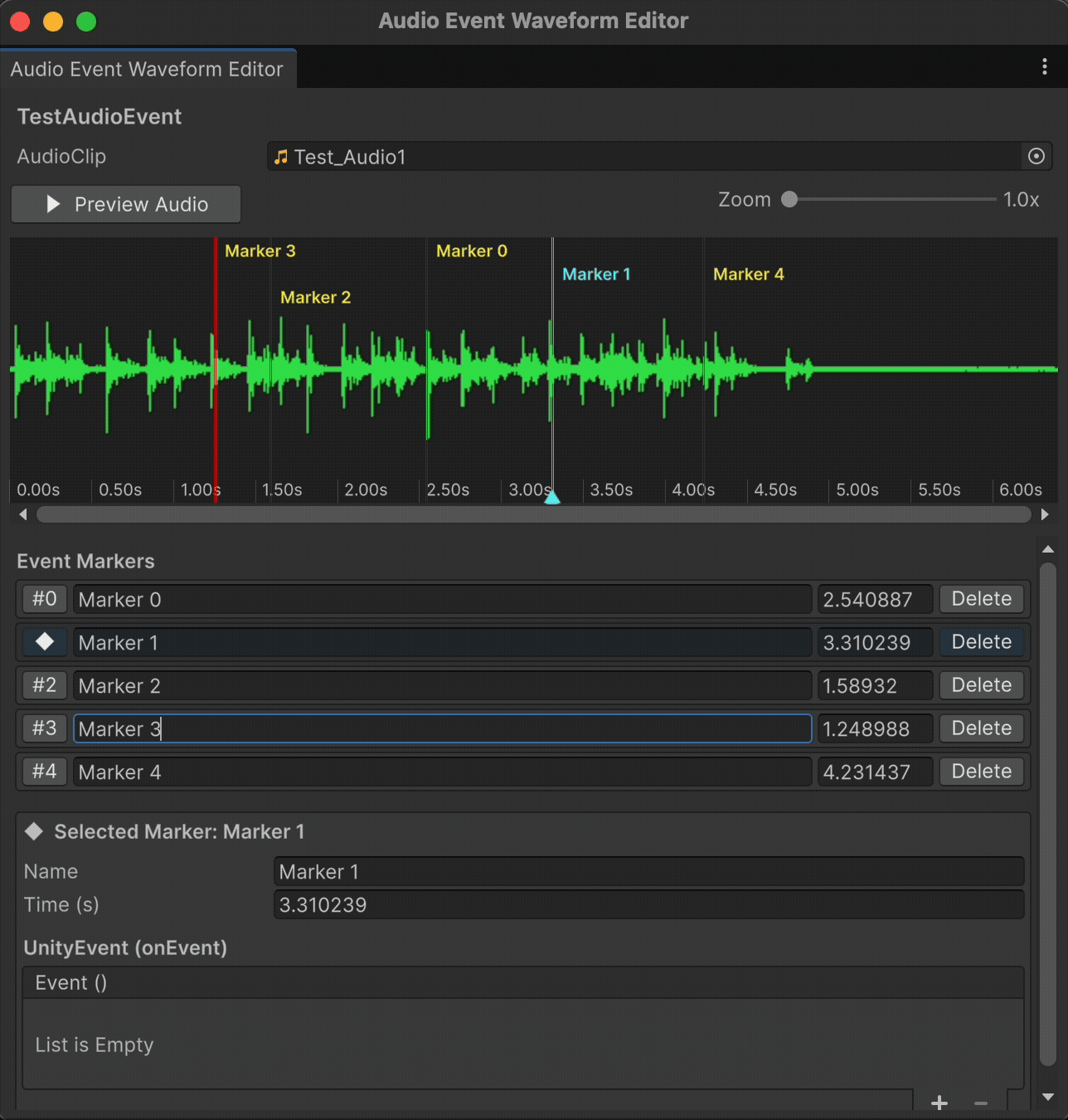 Selecting and editing marker details and UnityEvents